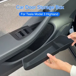 Per Tesla Model 3 Highland 2024 Car Door Side Storage Box anteriore posteriore TPE impermeabile Anti sporco Organizer Tray