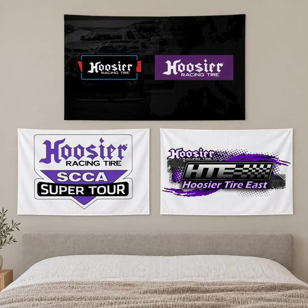 H-Hoosier Racing Tapestry Custom Living Bedroom Party Dormitory Interior Wall Bohemian Decoration Attached Clip