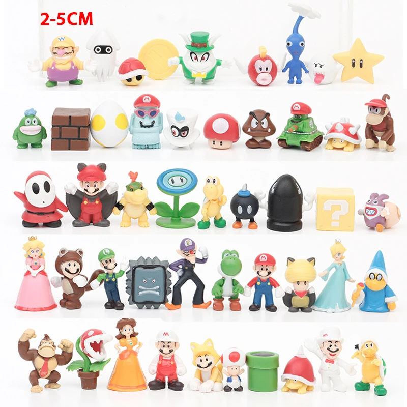 12-48pcs Super Mario Bros Action Figures Toys Set Kawaii PVC Anime Model Dolls With Storage Bag For Children Toys Gifts