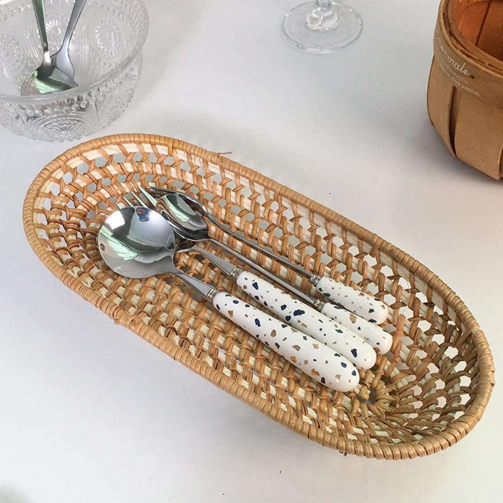 

1Pcs Compact Tableware Storage Basket Practical Woven Basket Kitchen Cutlery Holder Desktop Organizer Yellow