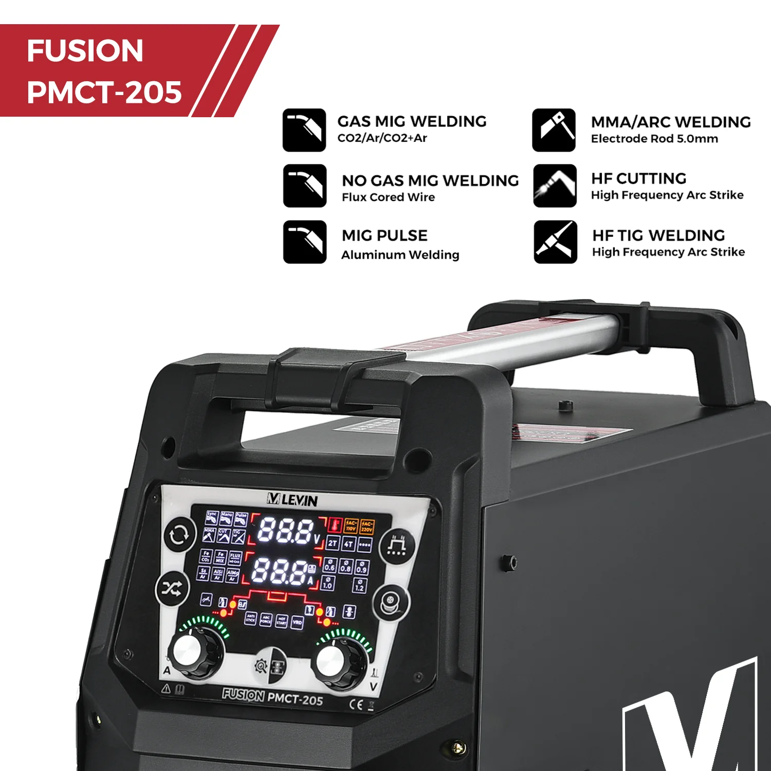 MSLEVIN 5 in 1 Multi Welder Mig Pulse  Plasma Cutter Mig Tig Mma Welding Machine 200A