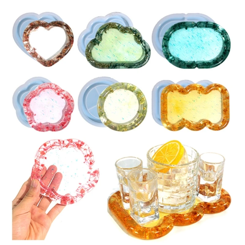 R3MC Cloud Heart Flower Shape Tray Silicone Mold Jewelry Container Resin Casting Mold