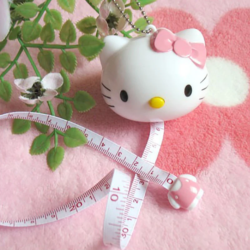 Kawaii Hello Kitty Sanrio Meetlint Mini Hanger Cartoon Zelf-Telescopische Kleding Liniaal Instrumenten Accessoire Meisjes Geschenken