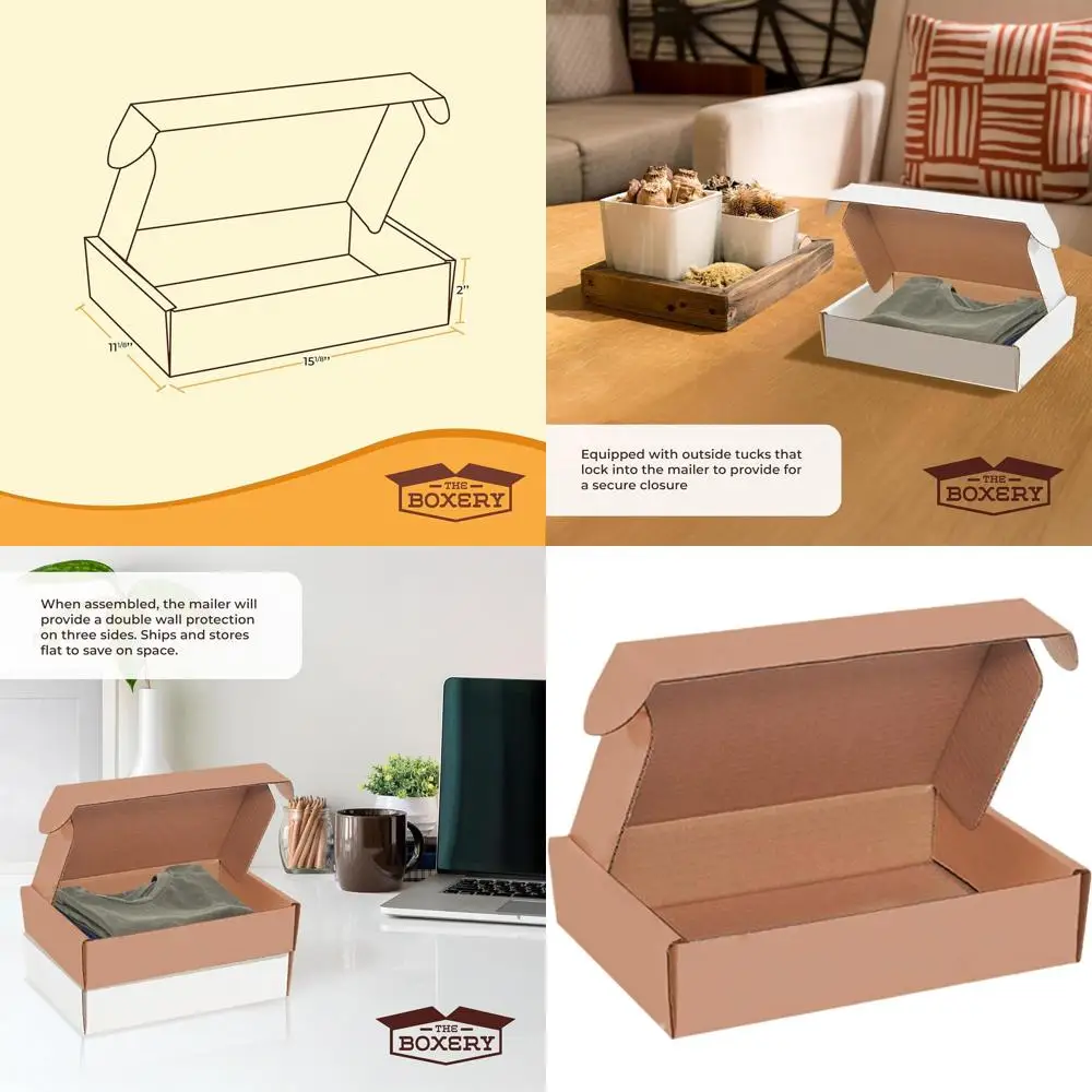 

15.125 x 11.125 x 2 Inches, 50-Pack, Brown Corrugated Shipping Boxes, Strong Mailers for Small Business Packaging and Shipping.