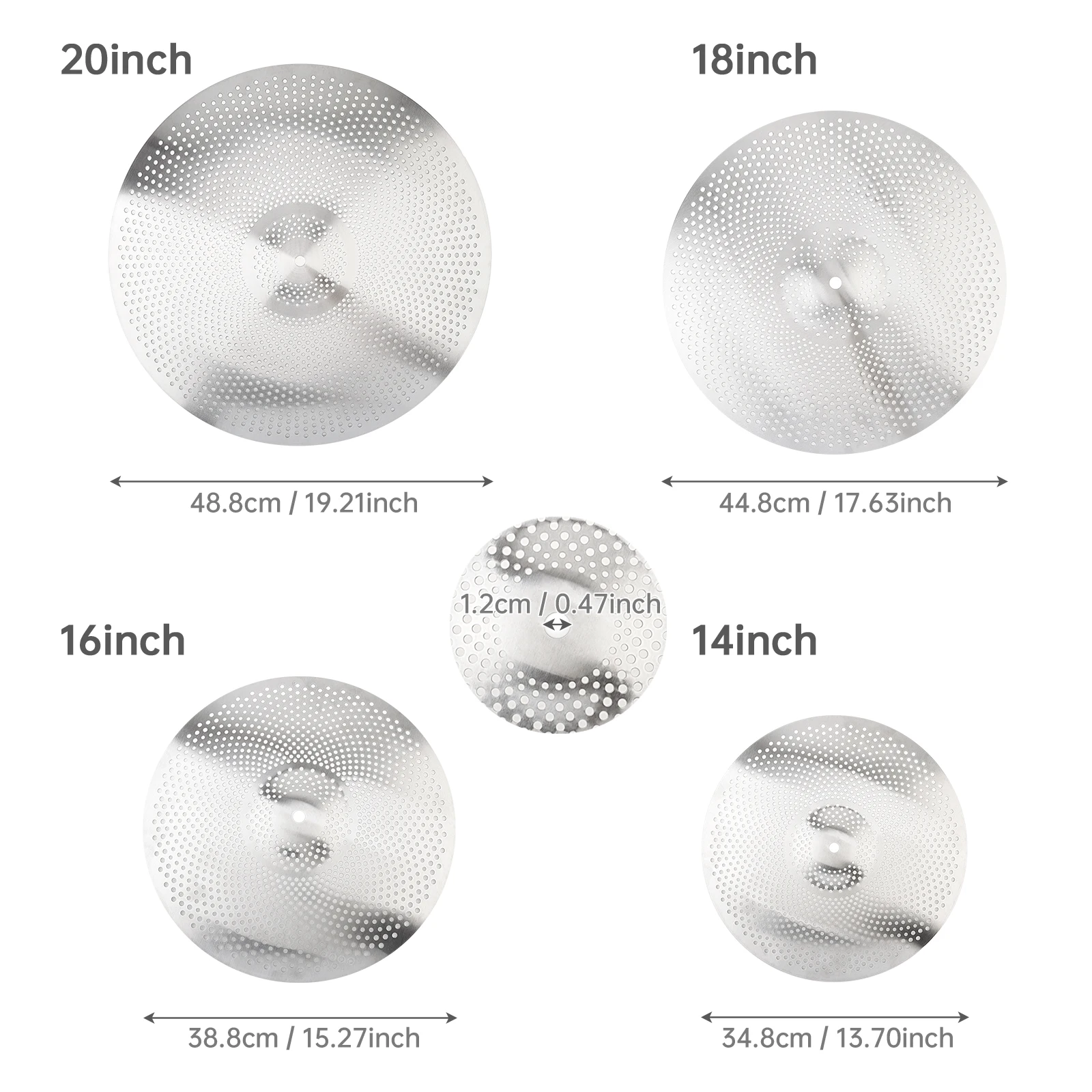 14 / 16 / 18 / 20inch Silver Drummer Practice Quiet Cymbal Low Volume Hihat Crash Ride Mute Cymbals for Drum Set