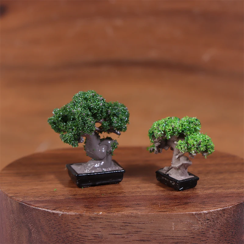 Mini Green Tree Potted Dollhouse, Decorações para Casa, Casa de Bonecas, Micro Paisagem, Ornamento de Jardim, 1:12