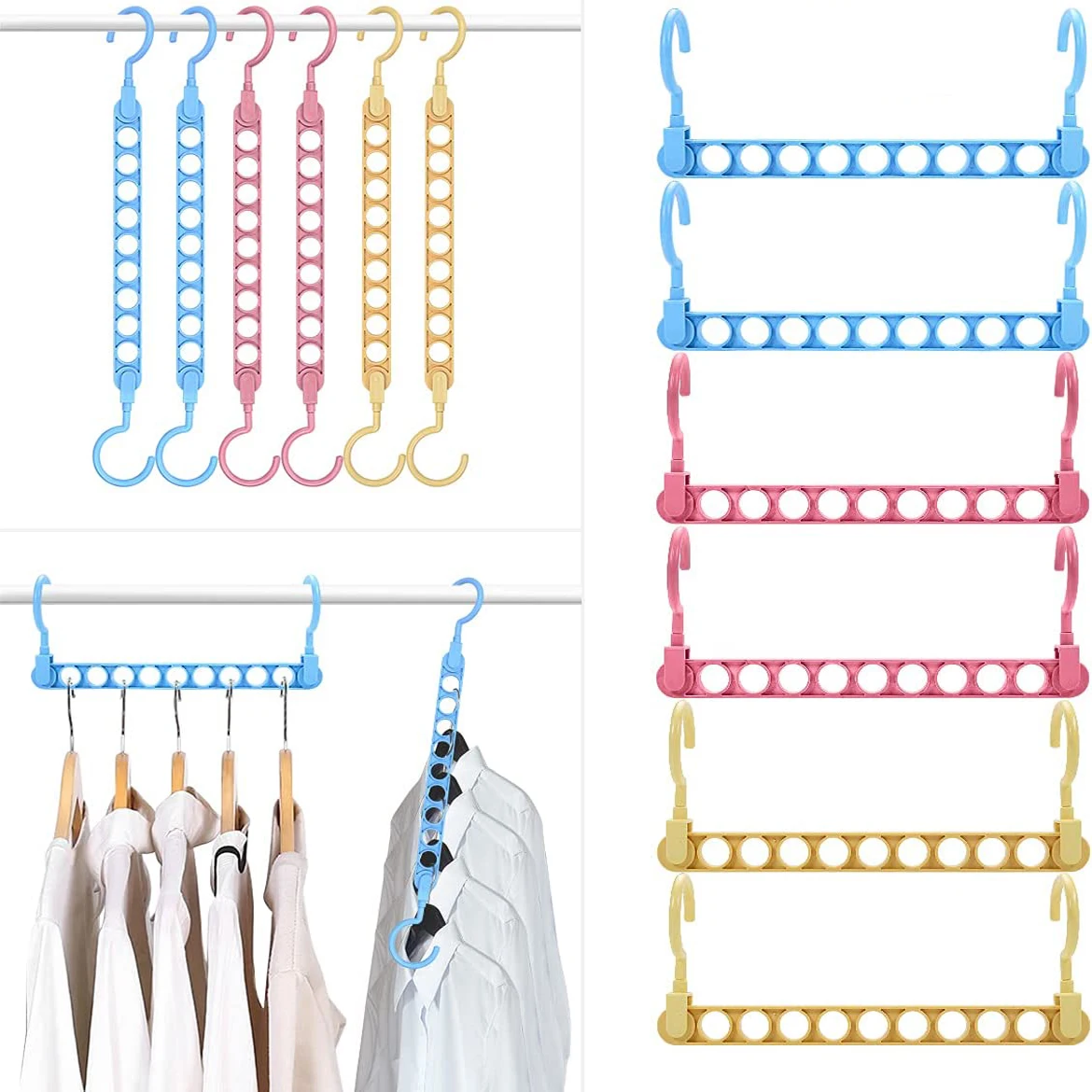 

1Pc 9 Holes Space Saving Drying Rack Organizer Clothes Hanger Hooks Holder Rotation Clothes Hangers Hanging Chain Cloth Hanger