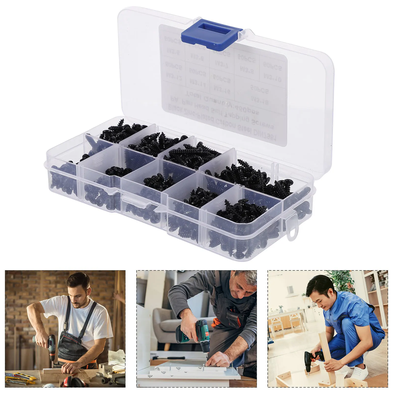 

450pcs Pan Head Self Tapping Screws Kit Carbon Steel Screw Assortment Fasteners Durable Smooth Surface Clear Thread Diy