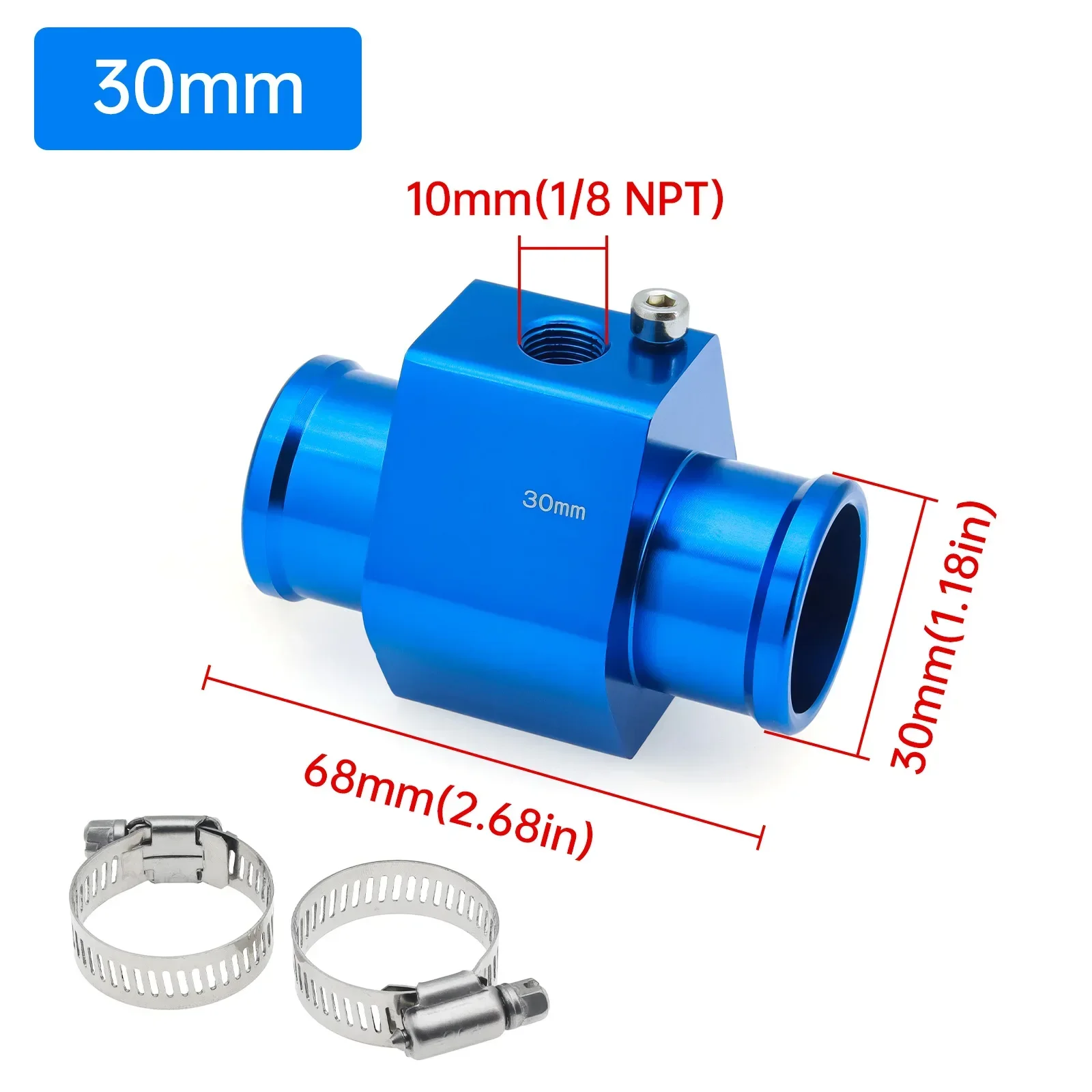 محول مستشعر درجة حرارة الماء ، مقياس الأنابيب ، محول خرطوم المبرد ، محول مستشعر درجة الحرارة باللون الأزرق والأسود للسيارة والقوارب #4