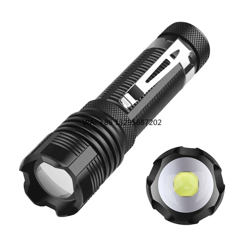 

Camping LED Flashlight 2000 Lumen Zoom Focus Lantern Mini LED Torch Long Working Time AA Batteries Flashlights EDC With Clip