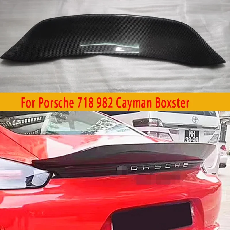 For Porsche 718 982 Cayman Boxster Carbon Fiber Tail fins Rear Trunk Spoiler Guide Wing Rear Wing diverter Car Accessories