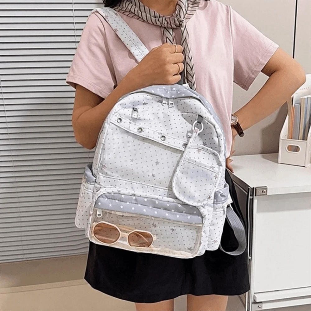 Kawaii Transparent Polka Dot Backpack Lolita Y2K Student School Bag Itabag Printed Display Knapsack Daily
