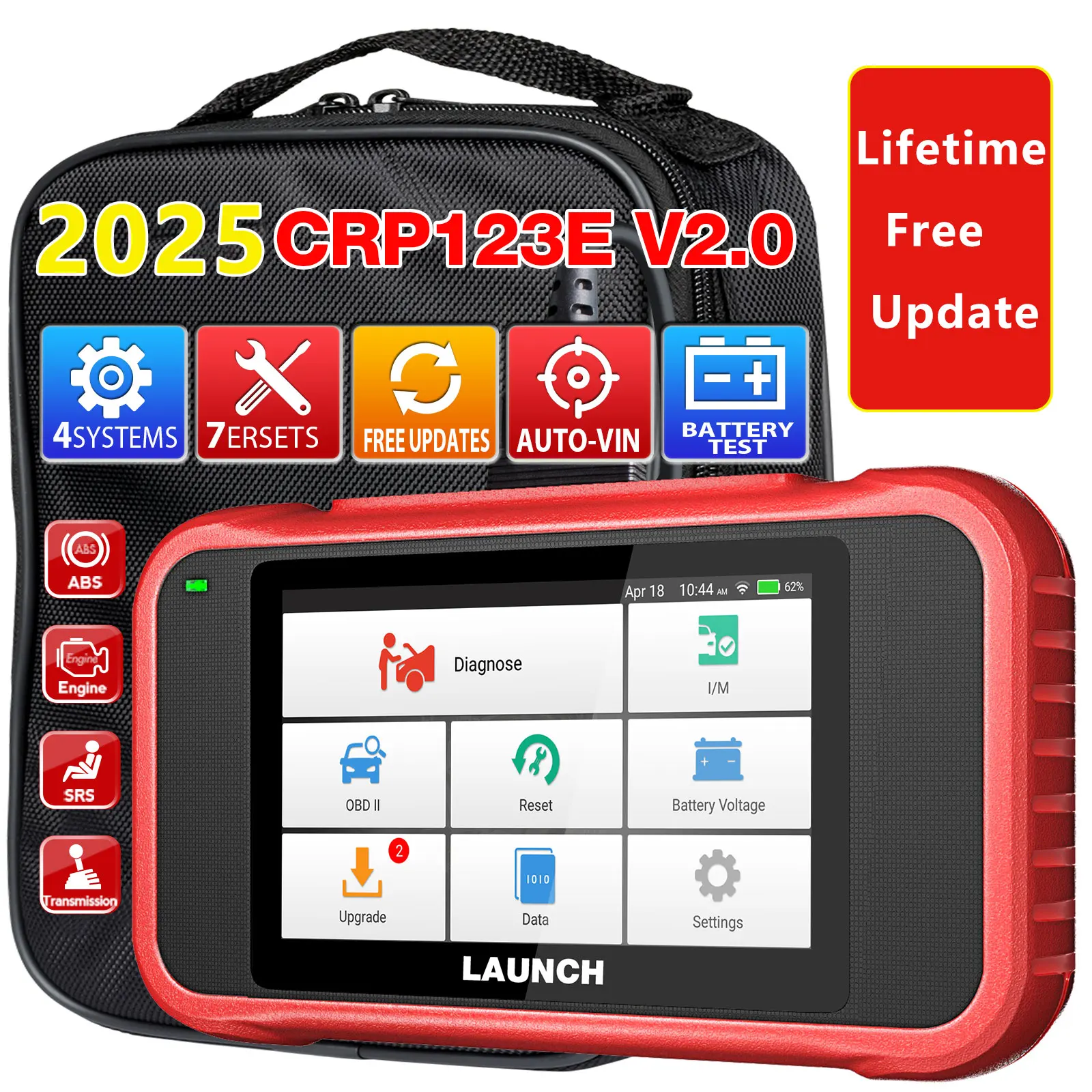 LAUNCH X431 CRP123E V2.0 OBD2 Scan Tool ABS SRS Engine AT Car Diagnostic Scanner Full OBD2 DIY Code Reader Lifetime Free Update