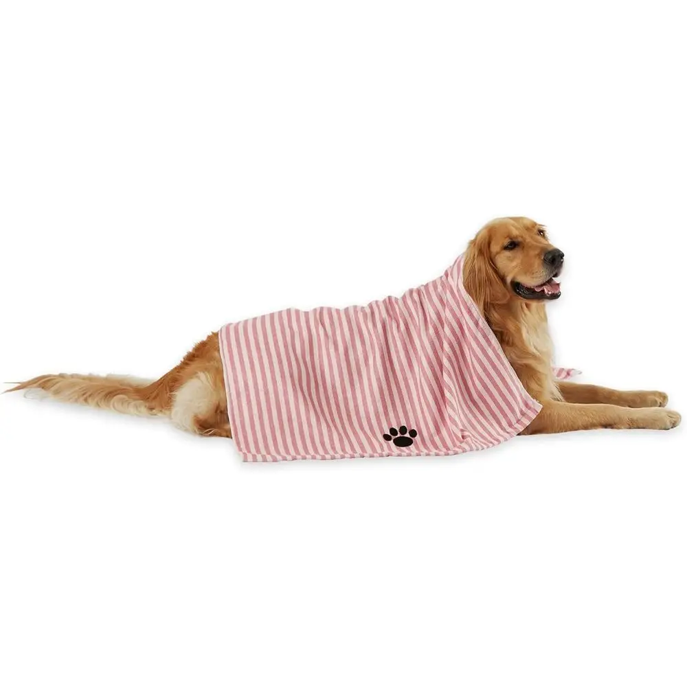 

Extra Large Striped Microfiber Pet Grooming Towel, 41x23.5, Rose