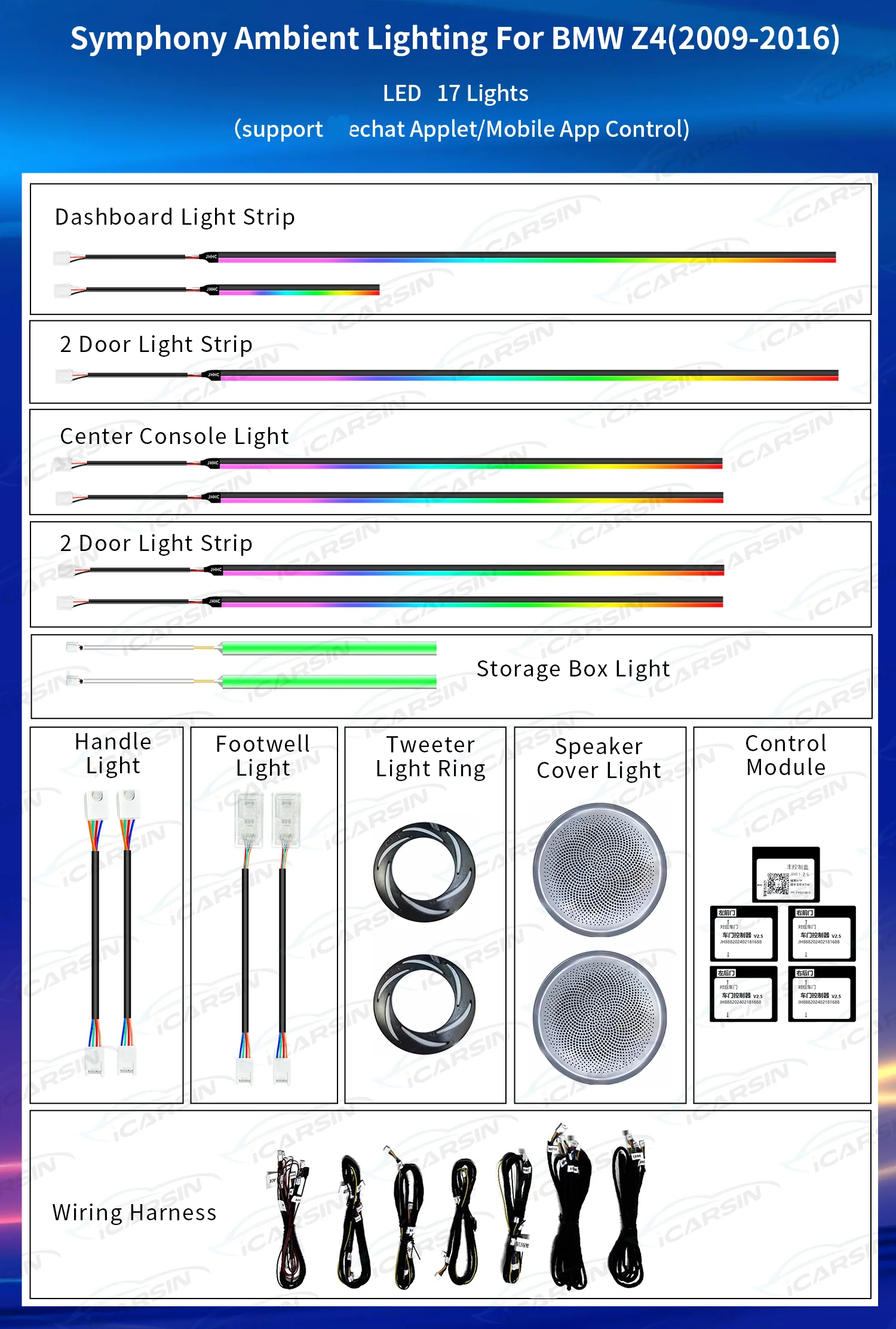 Upgrade 256 Color Full Set Symphony LED Car Interior Ambient Light for BM W Z4 E89 2009-2016 Atmosphere Strip Accessories