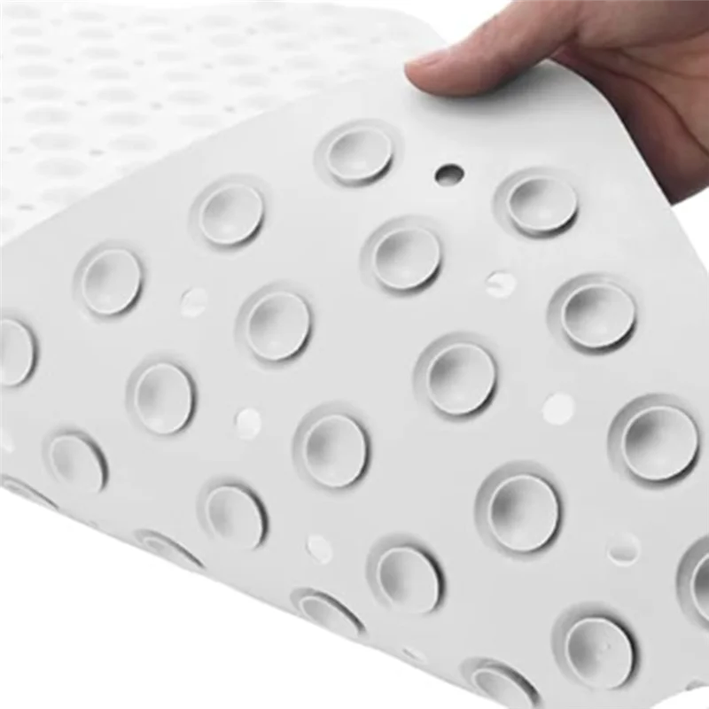 

Высококачественный длинный коврик для ванны, нескользящий коврик для душа из ПВХ с сливными отверстиями и присосками, можно стирать в машине, однотонный белый100