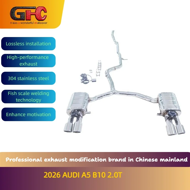 GFC Rear Valvetronic Muffler Compatible for  2026 AUDI A5 B10 2.0T High Performance 304stainless steel Exhaust Pipe