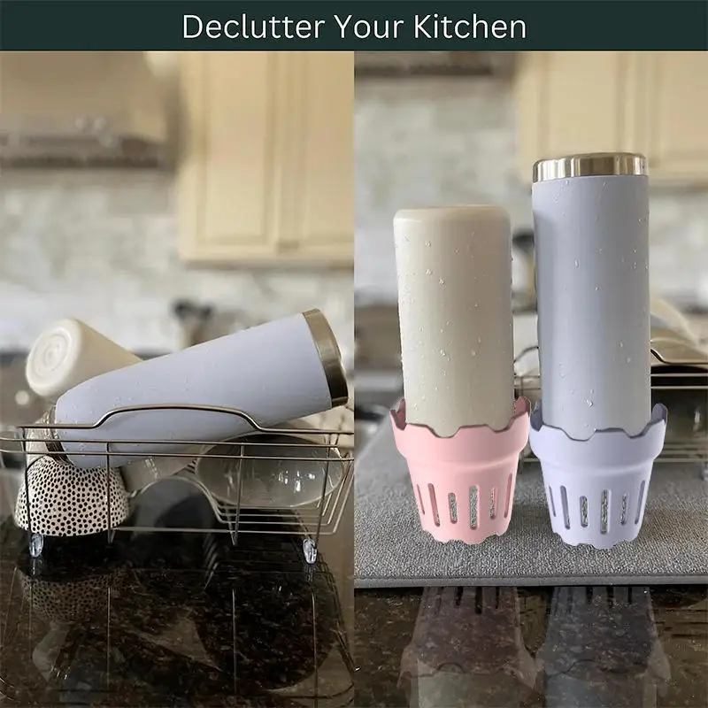 رف تجفيف زجاجات المياه، رف الزجاجات، مجفف سريع الجفاف، منظم الأكواب، رأس مزدوج سميك للمطبخ المنزلي/مكتب الطلاب #5