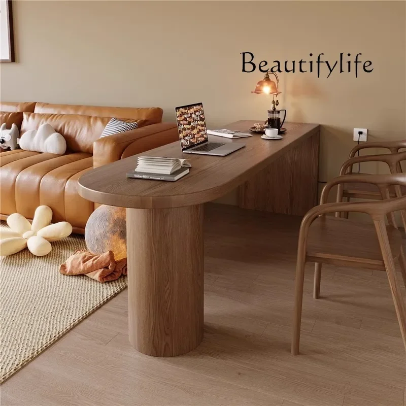 KS All solid wood living room dining table long workbench household student children reading study table double computer table