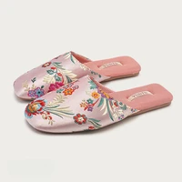 Elegant Satin Embroidered Flower House Slippers Woman Autumn New Warm Cotton Slippers Casual Comfort Soft Sole Silk Flat Slipper - Image 5