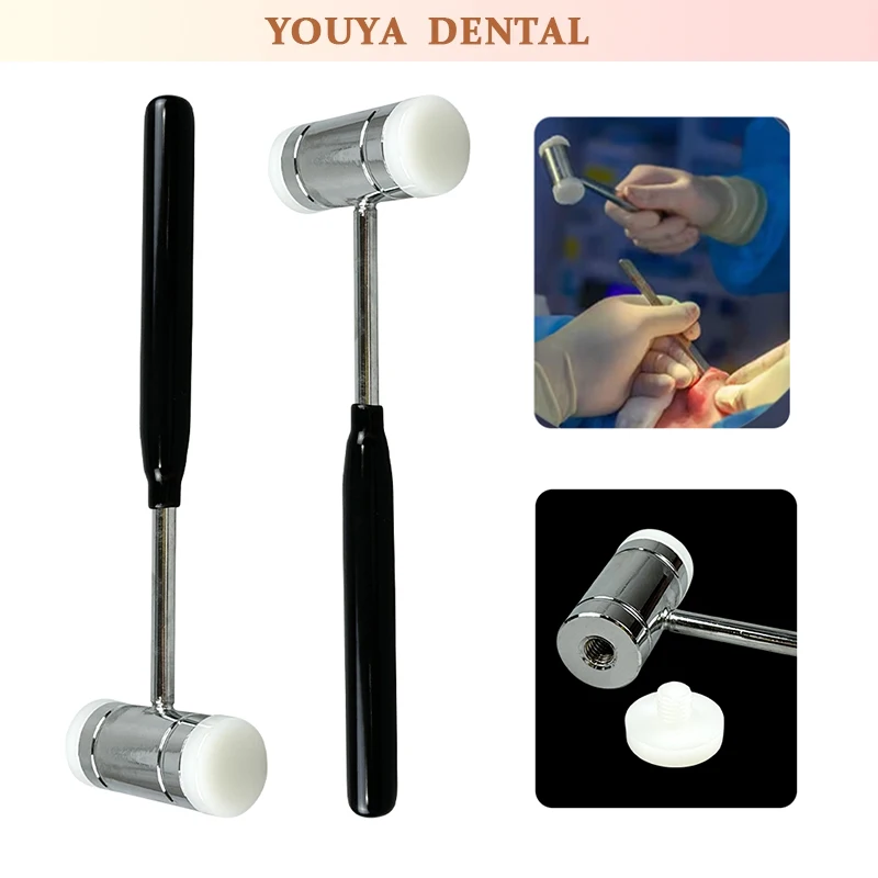 

1pcs Dental Bone Hammer Dental Extraction Surgery Implant Tool Double Headed Nylon Handle Dental Instrument