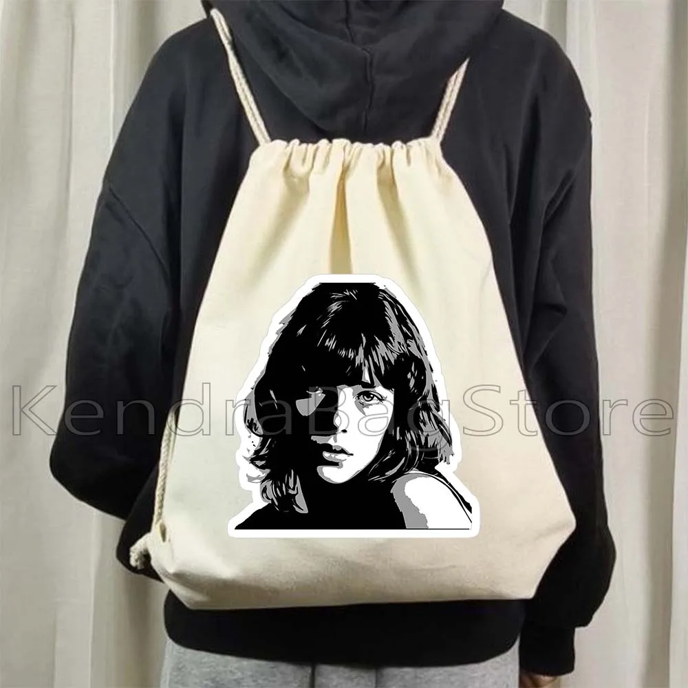 

Jane Birkin Style Portrait Canvas Drawstring Bags Soccer Backpack Gym Sackpack Gift String Bag for Exercising Hiking Sports Yoga