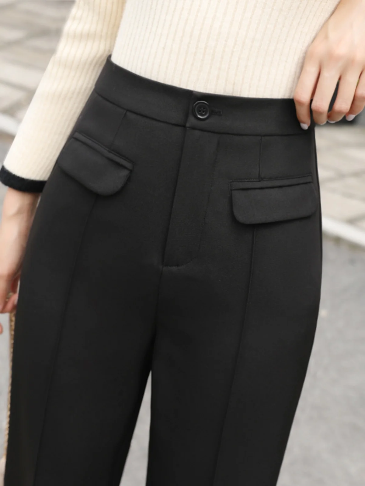 

Женские брюки с высокой талией, прямого кроя, весенне-осенние, деловые, повседневные, зауженные, фасон «сигареты», брендовые