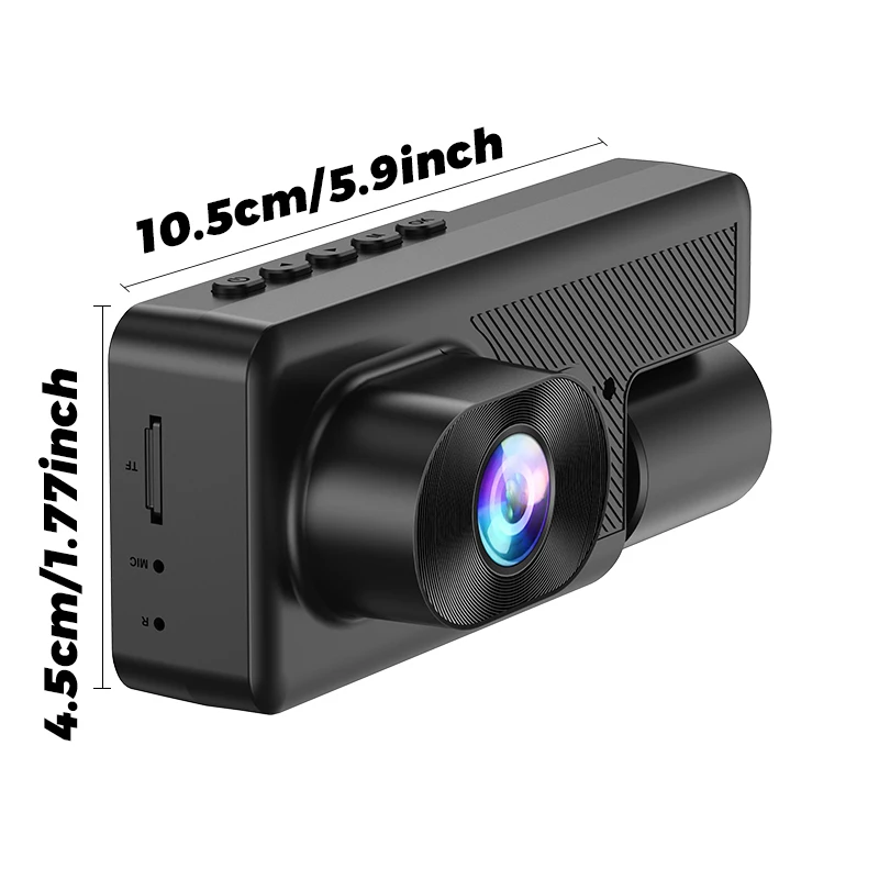Car Dvr 1080P Dashcam Car Front and Rear 2inch IPS 3-Channel Recording Video Recorder 3Cameras Night Vision Recorder Black Box