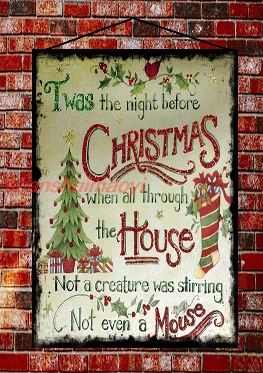 Vintage Style TWAS The Night Before Christmas When All Through The House Not a Creature was Stirring Not Even a Mouse Retro ALIA