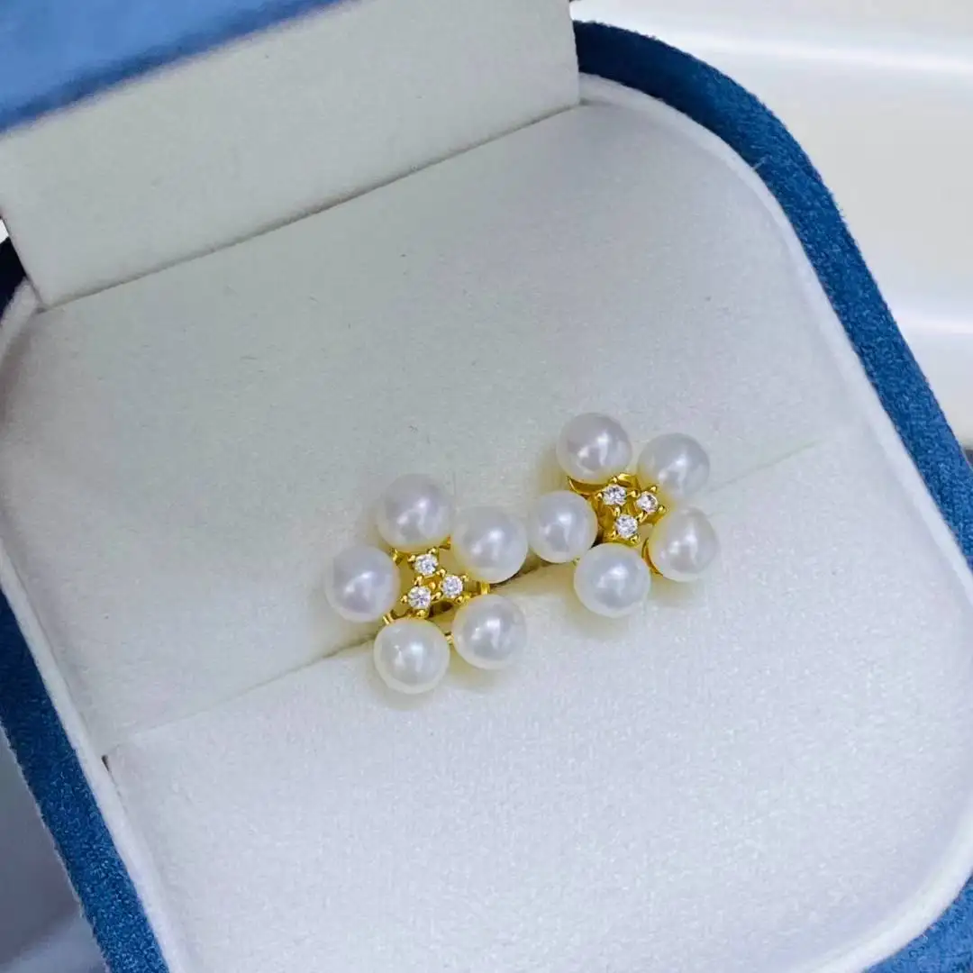 

Оптовая продажа, серьги из стерлингового серебра 925 пробы, фурнитура для крепления, базовые монтажные детали, аксессуар для жемчуга 4,5-5 мм, 5 пар/лот