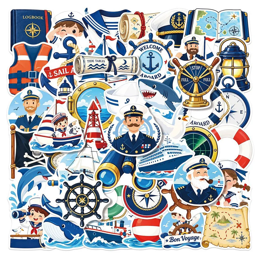 10/30/50pcs Funny Nautical Cartoon Graffiti Stickers Waterproof DIY Notebook Phone Stationery Bike Aesthetic Sticker Decoration