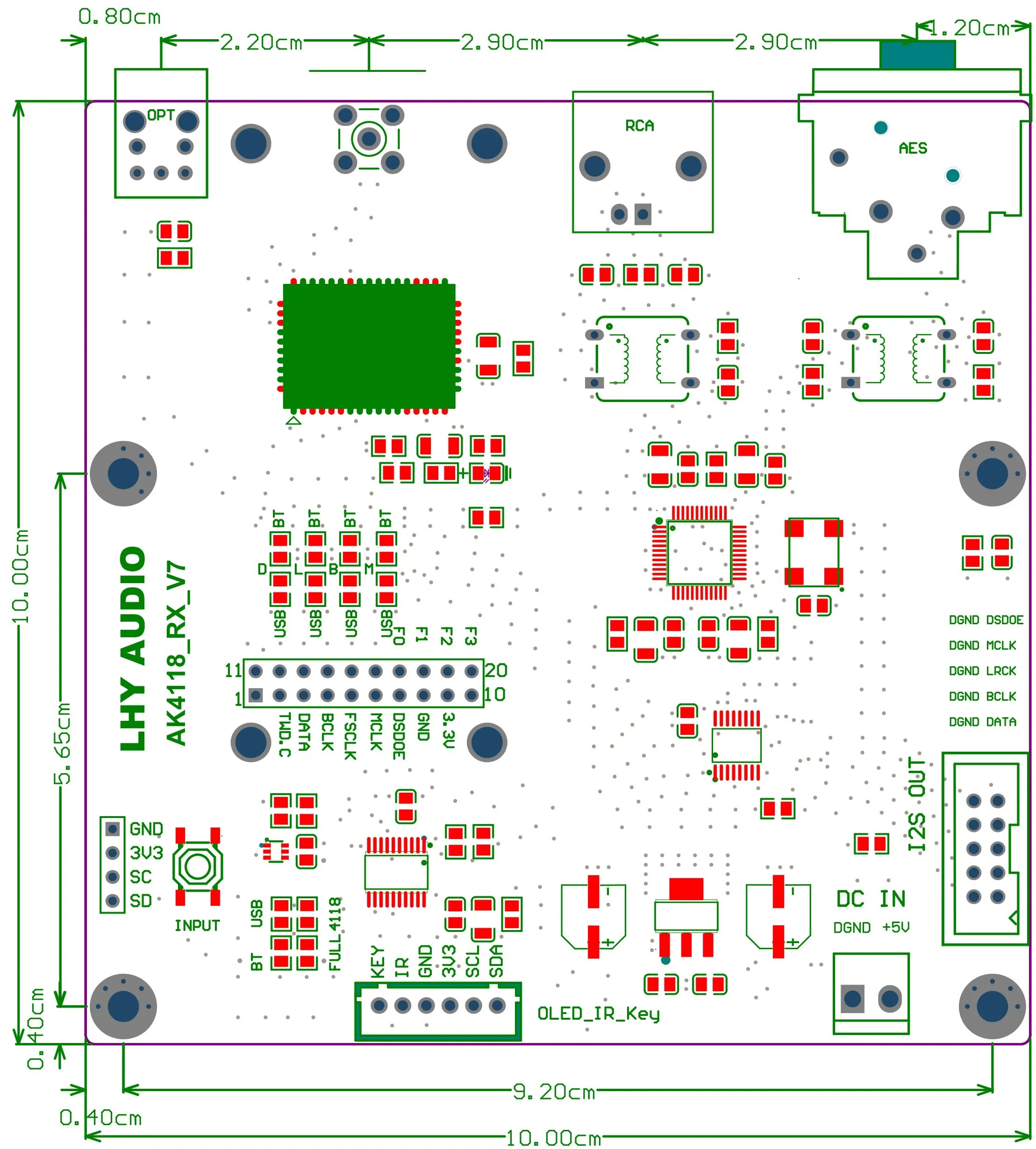 QCC5125+AK4118 Receiver USB Coaxial Bluetooth AES Fiber To IIS Supports XMOS/Amanero For PCM1794 Decoding DAC