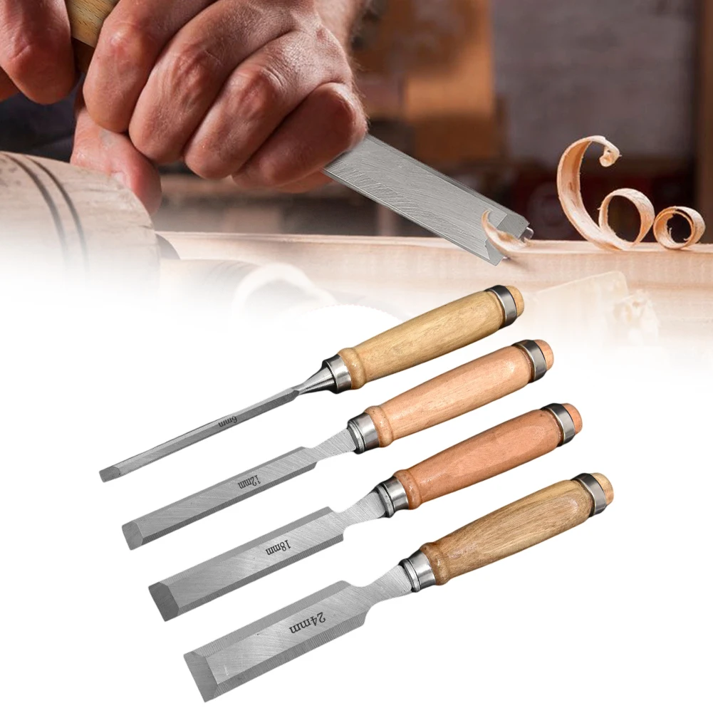 Chisel Set For Wood Handle Length About 12 Cm Carbon Steel Chisels Polished Wood Handles Suitable For Hardwood