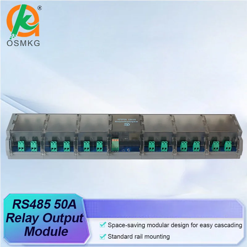 Oshangming 24 Channel Relay Output Module 50A Single Open Relay with RS485/LAN DC12/24V Modbus RTU/TCP for PLC