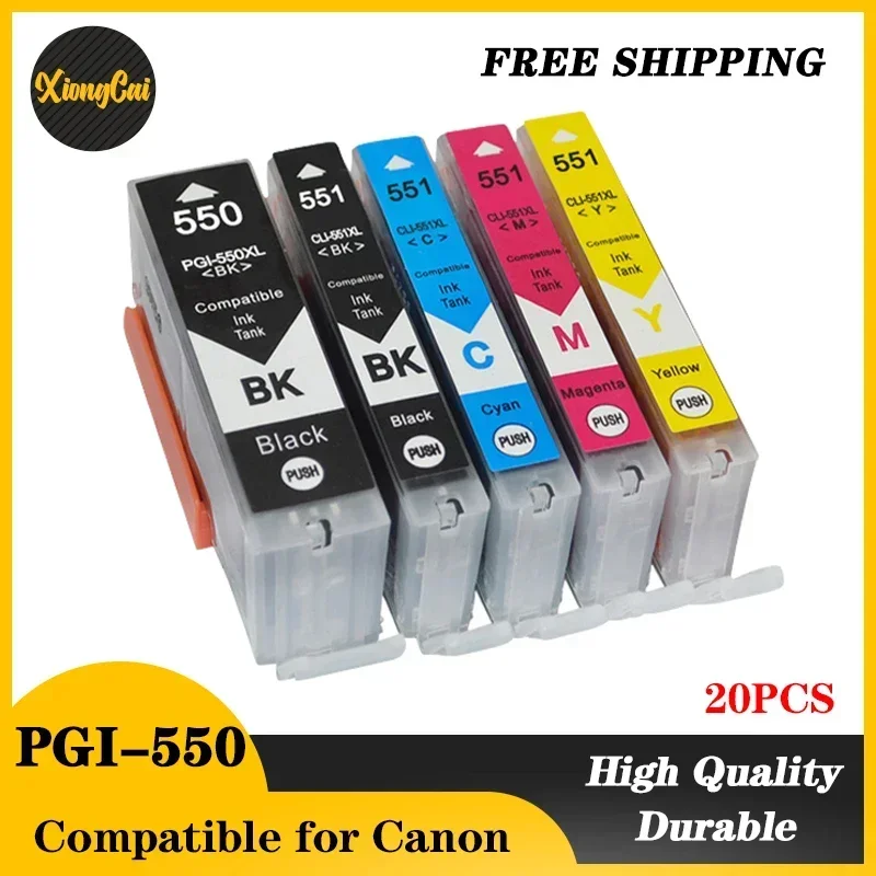 20PCS PGI-550 Ink Cartridge for Canon PGI 550 CLI 551 PIXMA IP7250 MG5450 MX925 MG5550 MG6450 MG6650 IX6850 MX725 Printer PGI550