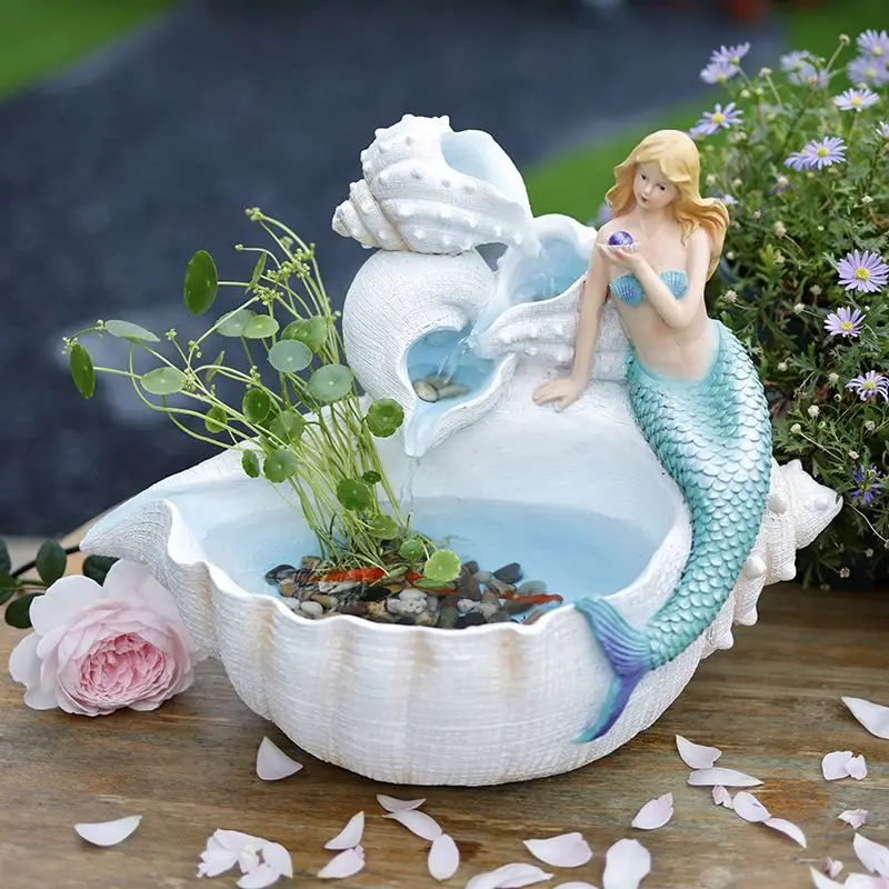 Flowing water ornament - recycled resin fish tank - housewarming gift - creative mermaid design
