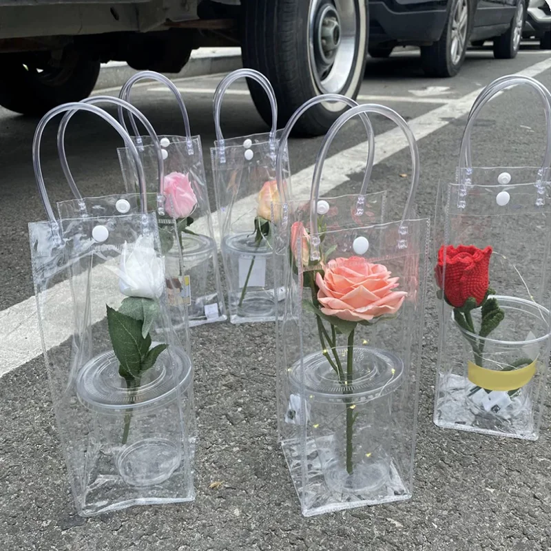 5/10/20PCS Transparent PVC Plastic Gift Bags Rectangular Transparent Soft PVC Handbag Shopping Christmas New Year Halloween