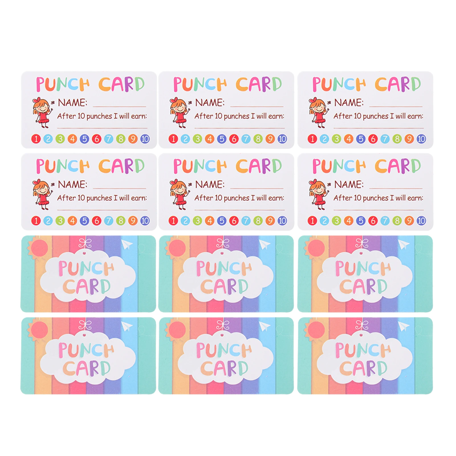 

150 Pcs Reward Cards Lovely Paper Membership Teacher Motivational Punch Cards for Kids Learning Housework Cartoon Designs