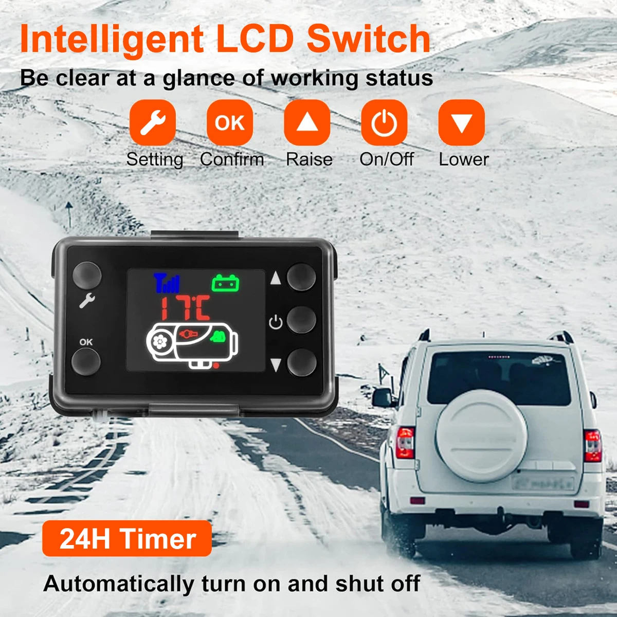 EAFC 5KW الديزل مسخن الهواء الخمار سخان الديزل 12 فولت/24 فولت التحكم عن بعد الديزل سخان التوقف مع LCD التبديل لسيارة شاحنة قارب #5