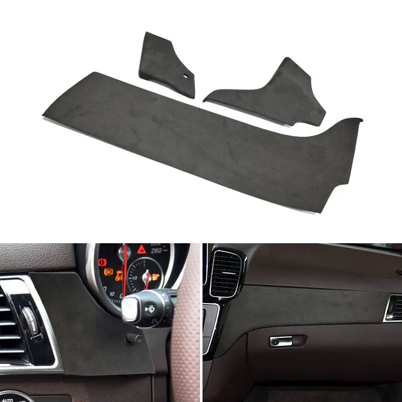 Car Interior ABS Plastic +Suede Leather For Mercedes Benz GLE 350 GLS 400 Class 16-19 Center Console Dashboard Panel Cover Trim