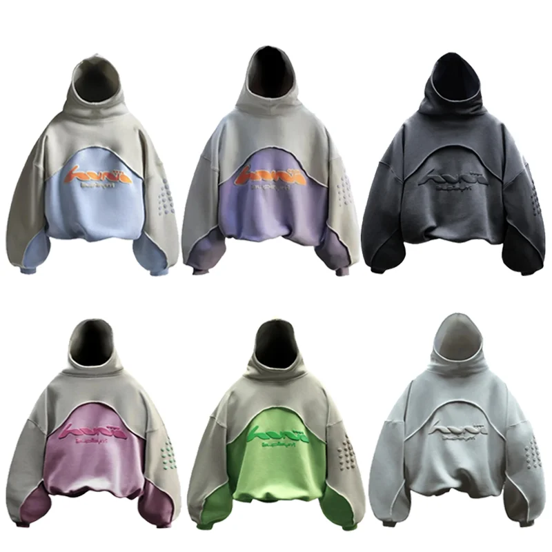 Y2K Fashion Vintage Hoodie High Quality Foam Printing Splicing Design Pullover Men Women Hip Hop Streetwear Oversized Sweatshirt