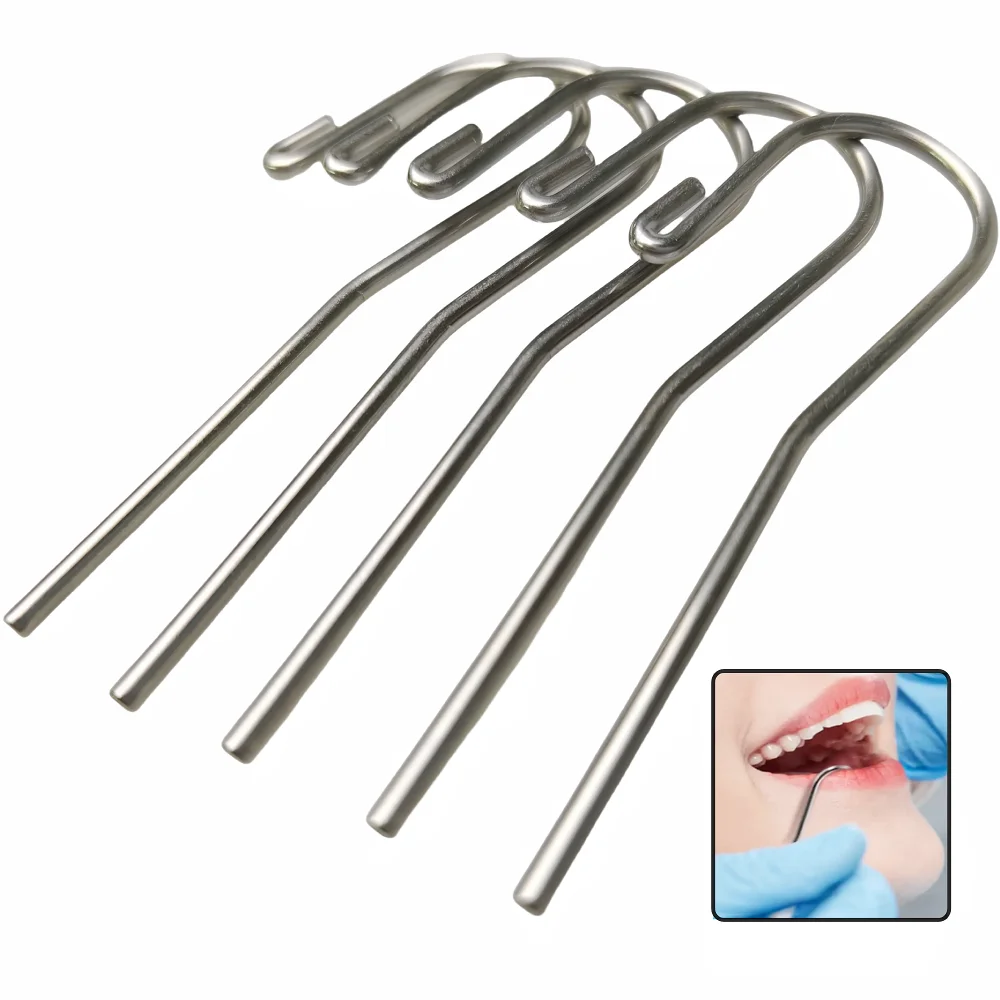 5Pcs Stainless Steel Dental Lip Hooks, Endodontic Retractor for Root Canal Treatment & Apex Locator Use, Dental Clinic Lab Tools