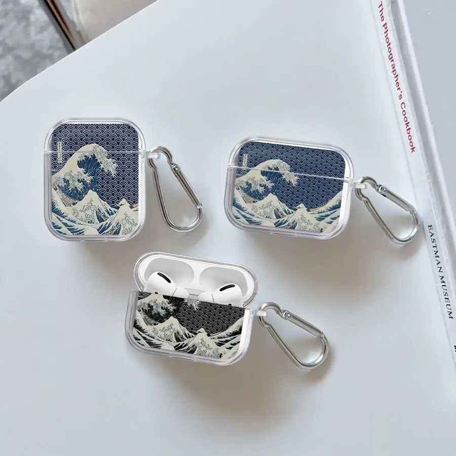 

Wave Art Painting Clear Earphone Cases Cover Case For Airpods 4 2 1 Pro3 Pro2 3 Pro