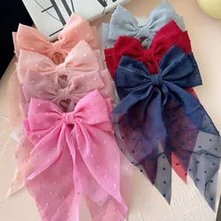 8Colors Elegant Bow Ribbon Hair Clip Women Fashion Simple Solid Satin Spring Clip Ponytail Bow Hairpin Girls Hair Accessories