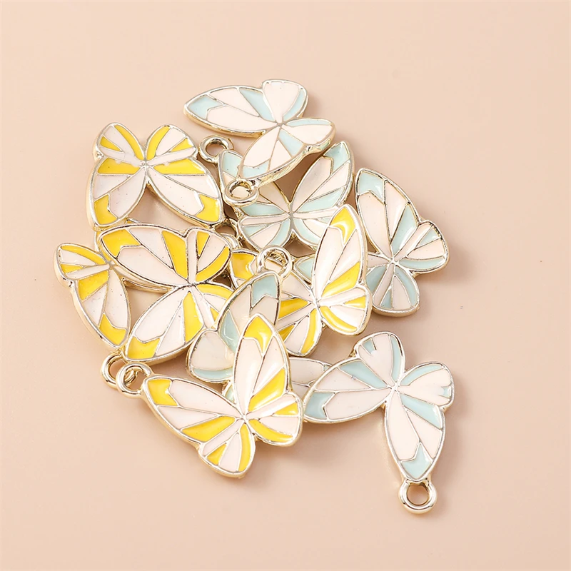 

20pcs 20x20mm Cute Animal Charms Enamel Flying Butterfly Charms Pendants for Jewelry Making Earrings Necklaces DIY Crafts Supply