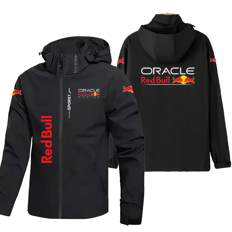 2025 Edition Red Bull Men's Women's Outdoor Sports Windproof Jacket with Waterproof Spring/Autumn Hiking Coat with Hood Raincoat