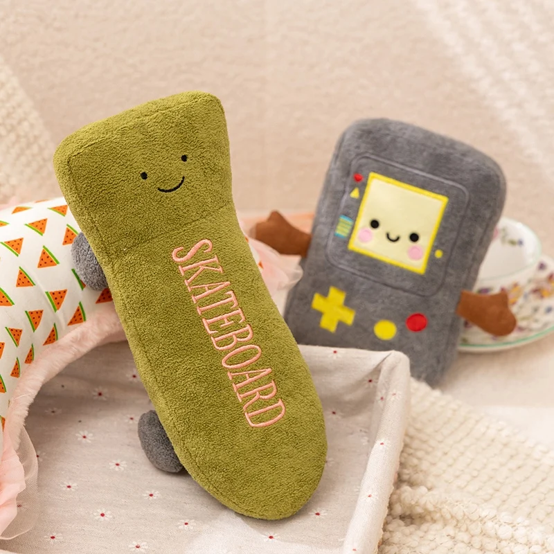 

Funny Cartoon Game Machine Plush Toys Soft Stuffed Joystick Beer Skateboard Phone Plush Toys Cute Kids Game Props Birthday Gift
