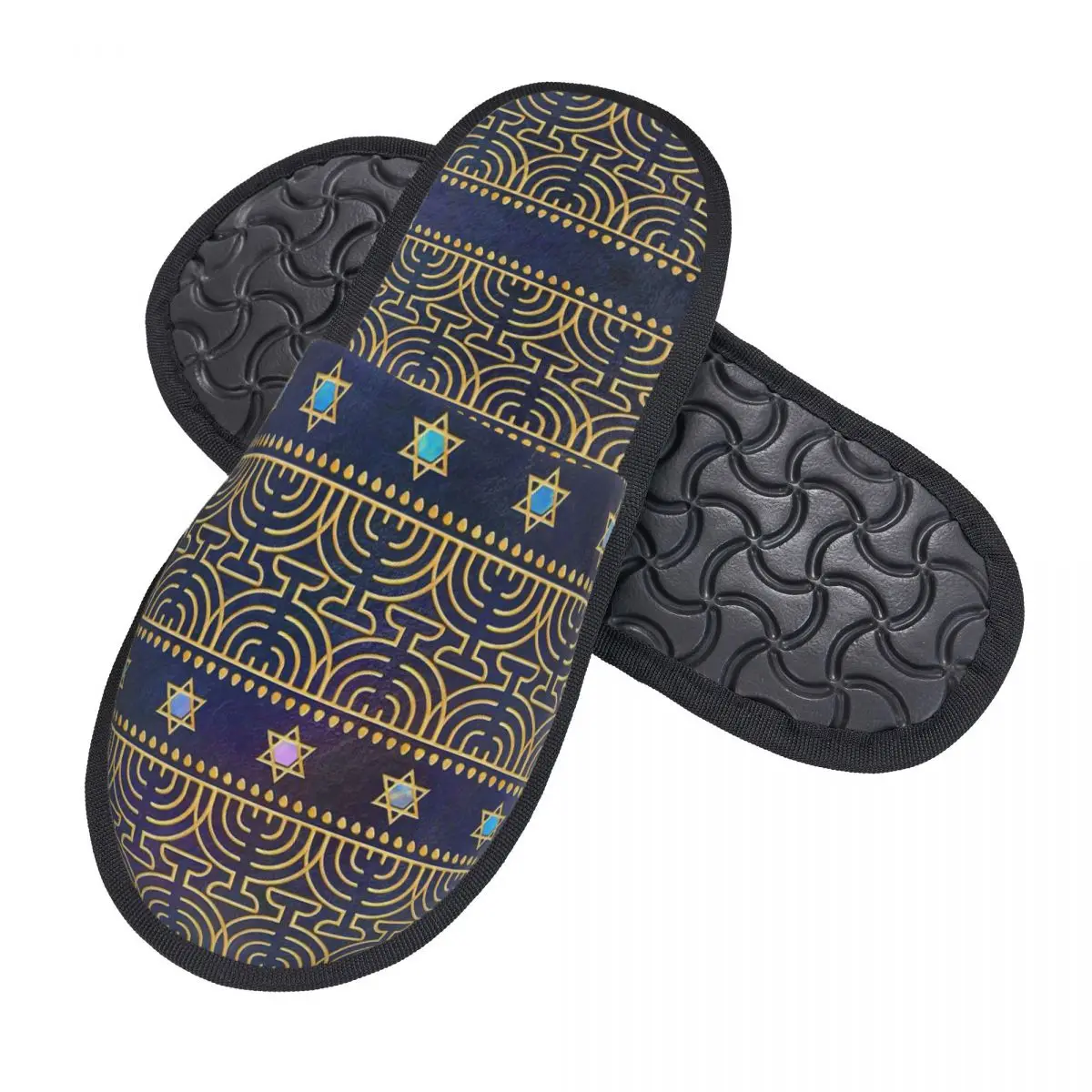 3D printing Men Women Furry Indoor slippers,Hanukkah Pattern nice-looking special Anti-skid Slippers