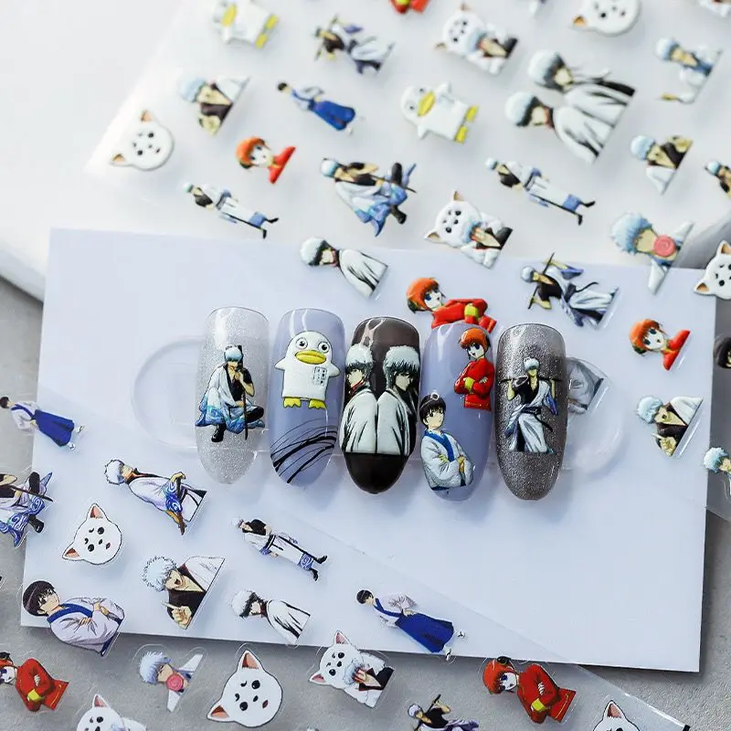 สติกเกอร์ติดเล็บกินทามะ ซากาตะ กินโทกิ คากุระ อนิเมะ ของตกแต่งน่ารัก การ์ตูน สติกเกอร์ติดเล็บแบบมีกาวในตัว ของขวัญใหม่