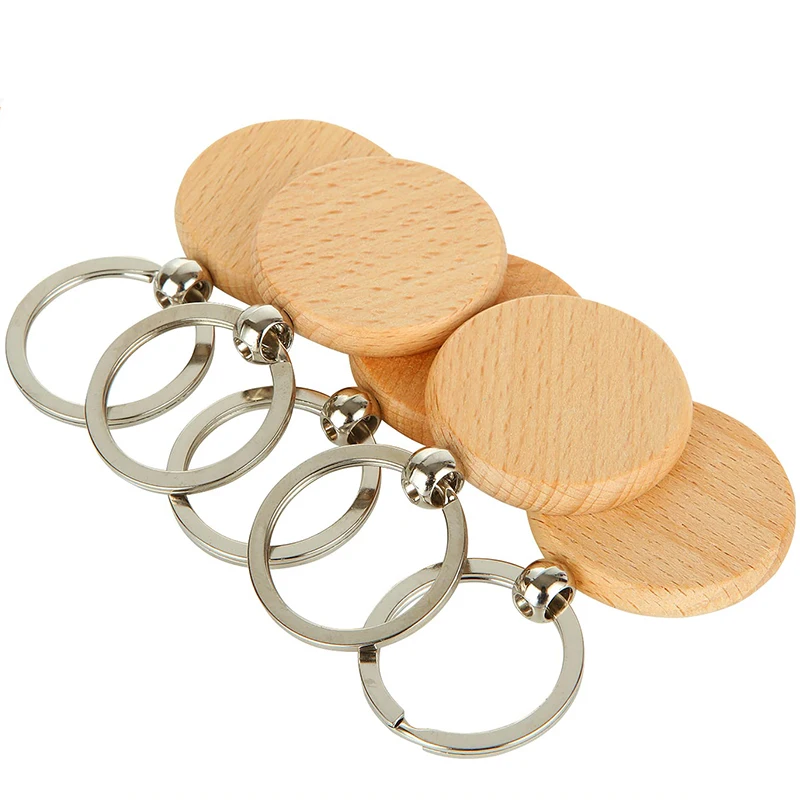 100Pcs Wooden Keychain Key Chains Key Chains for Men Key Rings Ornaments Bag Pendants Keychains for Crafts Round Blank Keychains